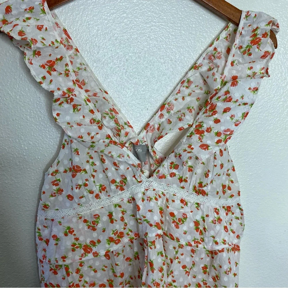 R ASOS Floral Top Womens Size 6 Picnic Minimalist Cottagecore - Picture 2 of 10